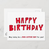 Rood-Letter Day Funny Happy Birthday Wish Cartoon Briefkaart (Voorkant / Achterkant)