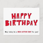 Rood-Letter Day Funny Happy Birthday Wish Cartoon Briefkaart<br><div class="desc">Een dag met rode letters is een uitdrukking voor een speciale dag. En een verjaardag is zeker een speciale dag. Ken je iemand die op het punt staat een verjaardag te vieren? Wil je dat een grappig cartoon briefkaart naar die persoon stuurt? Ja? Oké. Kijk eens naar deze. Zijn gekke...</div>