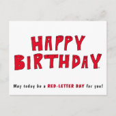 Rood-Letter Day Funny Happy Birthday Wish Cartoon Briefkaart (Voorkant)