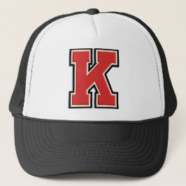 Rood Letter "K"-Initiaal Trucker Pet