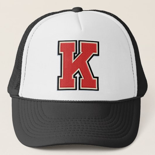 Rood Letter "K"-Initiaal Trucker Pet (Voorkant)