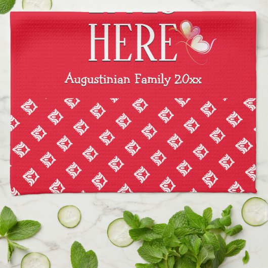 Rood | LEVENDE LEVENS HIER | Stijlvol, persoonlijk Theedoek (Gevouwen)