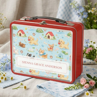 Rood Licht Blauwe Moppige Puppies Patroon MH26