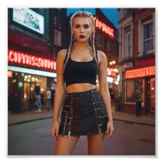 rood licht blond vlechten nederlands meisje foto afdruk