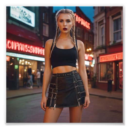 rood licht blond vlechten nederlands meisje foto afdruk (Voorkant)