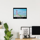 Rood Licht Huis bij het Strand Poster (Thuiskantoor)