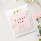 Rood & Licht Roze Minimalistische Retro Bedankt Tr Bedankzakje (Gezegeld)