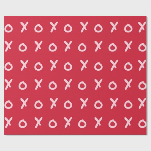 Rood & Licht Roze X O XO XO's Trendy Cute Cadeaupapier (Vlak)