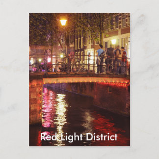 Rood Lichtdistrict 's nachts Briefkaart