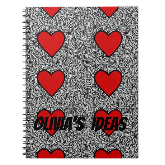 rood liefde hart doodle notitieboek cadeau (Voorkant)