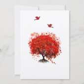 Rood liefdesbomen Tortelduifjes bruiloft Kaart (Achterkant)