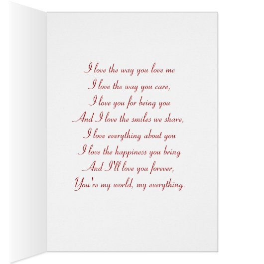 Rood liefdesharsvormig kaars met romantisch vers (Binnen (Rechts))