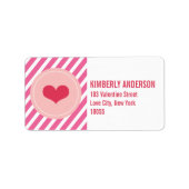 Rood liefdeshartritme en stripes Adresetiketten Etiket (Voorkant)