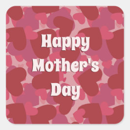 Rood liefdeshartspatroon Moederdag Vierkante Sticker
