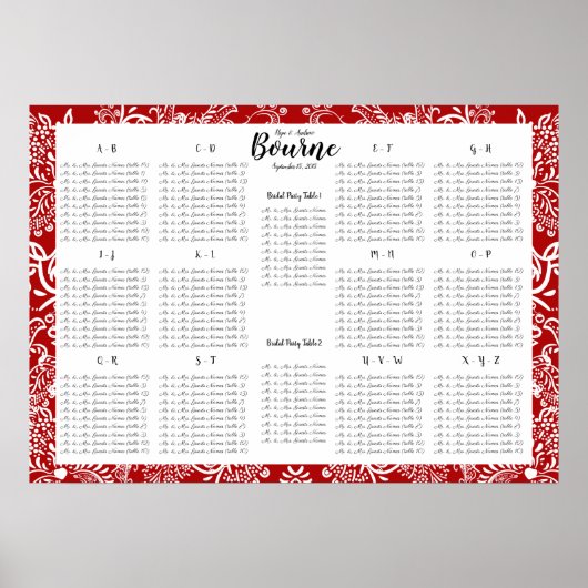 Rood-liefdesvogel-rooster alfabetische volgorde poster (Voorkant)