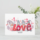 Rood Liefdeswoord Met Waterverf Gnomen Valentijnse Feestdagenkaart (Staand voorkant)