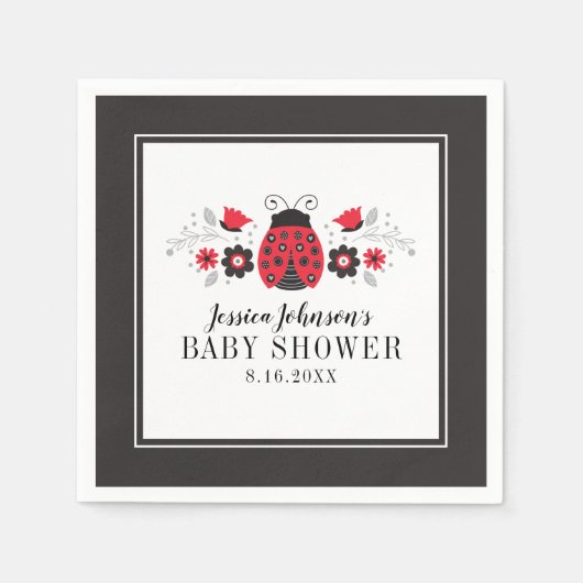 Rood lieveheersbeestje Baby shower servet (Voorkant)