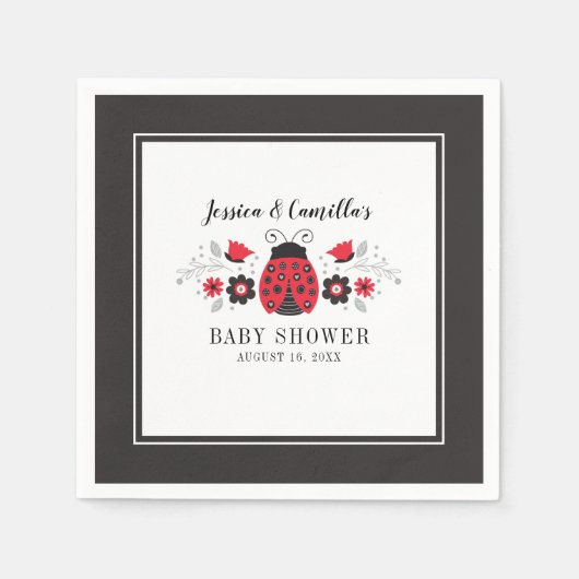 Rood lieveheersbeestje Baby shower servet (Voorkant)