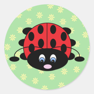 Rood lieveheersbeestje met bloemen Stickers