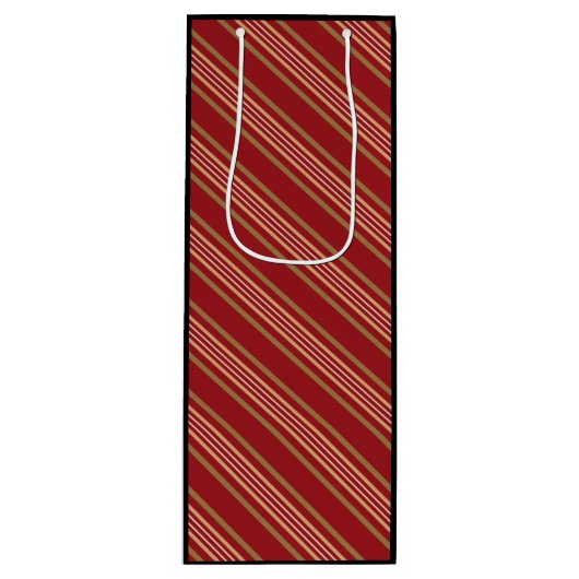 Rood lijnen motief  wijn cadeautas (Voorkant)