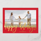 Rood Lijst en gouden kerstfoto Folie Feestdagenkaart (Voorkant)