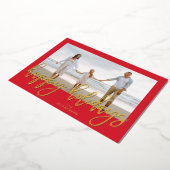 Rood Lijst en gouden kerstfoto Folie Feestdagenkaart (Gedraaid)