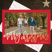 Rood Lijst en gouden kerstfoto Folie Feestdagenkaart