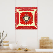 Rood Lijst Fractal Flower Poster (Keuken)