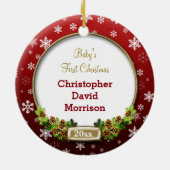  (rood) Lijst met kerstfoto's Keramisch Ornament (Achterkant)