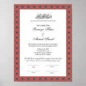 Rood lijst nikkah-certificaat poster (Voorkant)