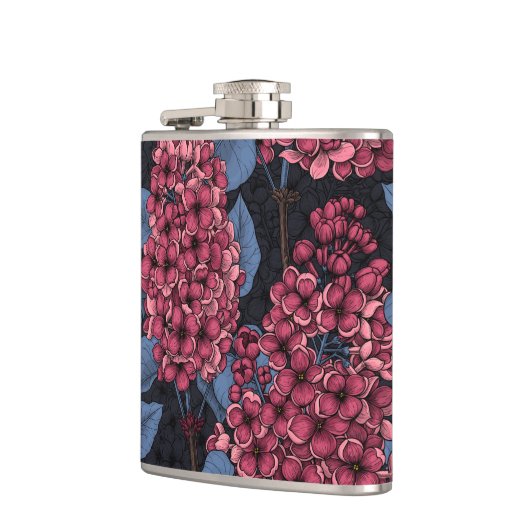 Rood lila op donkerblauw heupfles (Links)