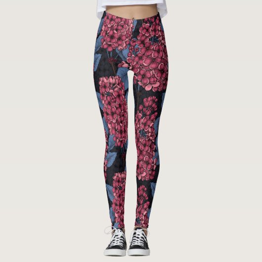 Rood lila op donkerblauw leggings (Voorkant)