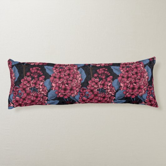 Rood lila op donkerblauw lichaamskussen (Achterkant)