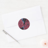 Rood lila op donkerblauw ronde sticker (Envelop)