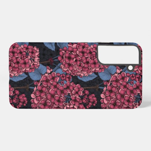 Rood lila op donkerblauw samsung galaxy hoesje (Achterkant horizontaal)