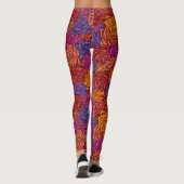 Rood, lila, sinaasappel, kleurrijk, bloemig, Rozen Leggings (Achterkant)