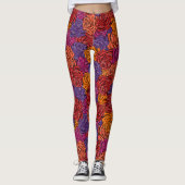 Rood, lila, sinaasappel, kleurrijk, bloemig, Rozen Leggings (Voorkant)