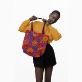 Rood, lila, sinaasappel, kleurrijk, bloemig, Rozen Tote Bag