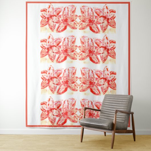 Rood Lilium oriental Wandkleed (In situ)