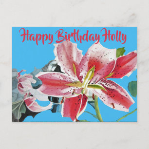  Rood Lily Lilium floral Birthday Briefkaart
