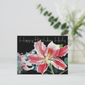  Rood Lily Lilium floral Birthday Briefkaart (Staand voorkant)