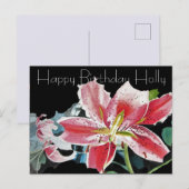  Rood Lily Lilium floral Birthday Briefkaart (Voorkant / Achterkant)
