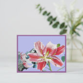 Rood Lily Waterverf Lila Birthday Briefkaart (Staand voorkant)