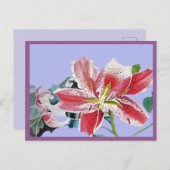 Rood Lily Waterverf Lila Birthday Briefkaart (Voorkant / Achterkant)