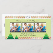 Rood & lime groen, 3 foto Lijst kerst Feestdagenkaart (Voorkant / Achterkant)