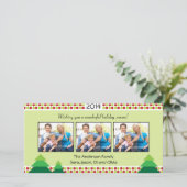 Rood & lime groen, 3 foto Lijst kerst Feestdagenkaart (Staand voorkant)