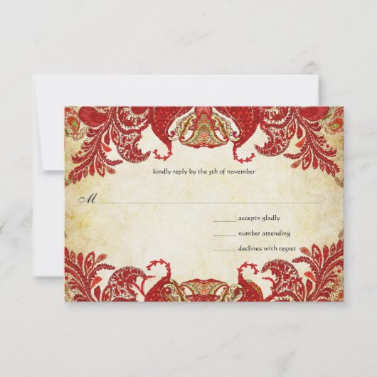 Rood, Limoen en Oranje  Paisley Peacock RSVP (Voorkant)