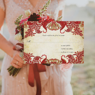 Rood, Limoen en Oranje  Paisley Peacock RSVP Kaartje