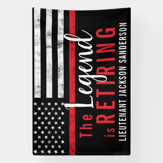  Rood Line Firefighter Retirement Party Spandoek (Verticaal)