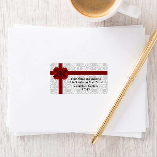 Rood lint Cadeau boog Etiket (Insitu)